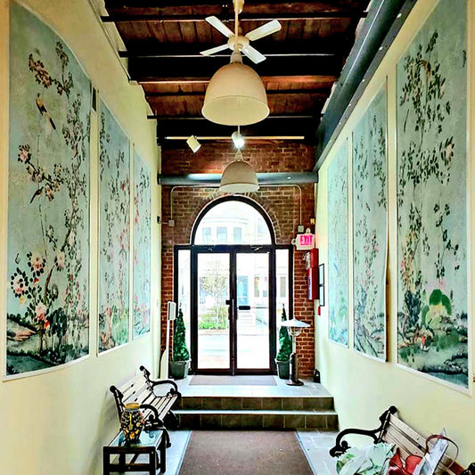 Antique scenic panoramic wallpapers both French and Chinese, at Brimfield Antiques Fair July 12-17