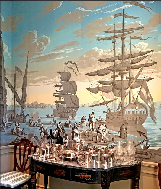 Views of Italy scenic bicentennial wallpaper panorama (2 of 3) new printing, Cay scans, compare Winterthur and more