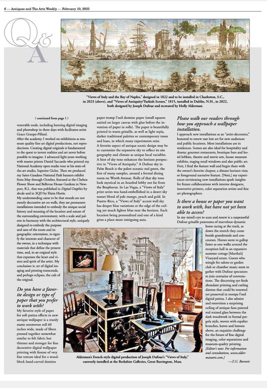 Holly Alderman, Antiques And The Arts Weekly, interview p. 6