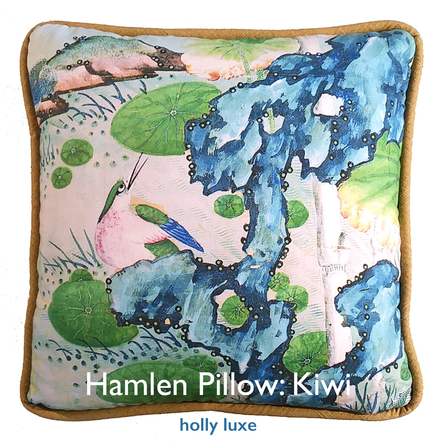 Pillow, Chinoiserie Kiwi Bird